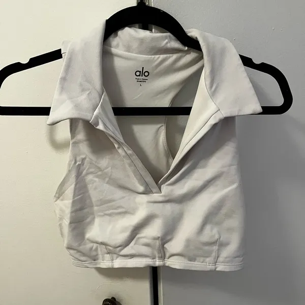 Alo Charmed Collar Bra Tank In White - Image 3