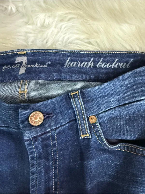 7 For All Mankind Karah Bootcut Jeans Size 30 Dark Wash Long Inseam - Image 6