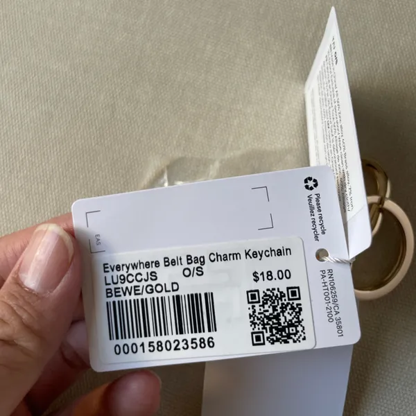 Lululemon Everywhere Belt Bag Charm Keychain - Beech White/Gold - Image 5
