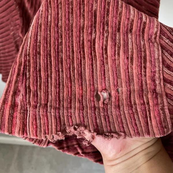 Free People Velvet Boho Ribbed High Rise Flare Pants Burgundy Red Size XS - Image 6