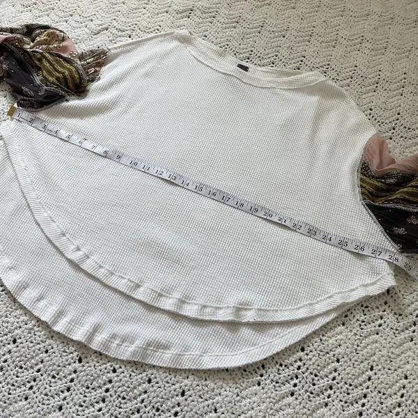 Free People We The Free Blossom Thermal Oversized Bohemian Style Top White (XS) - Image 3