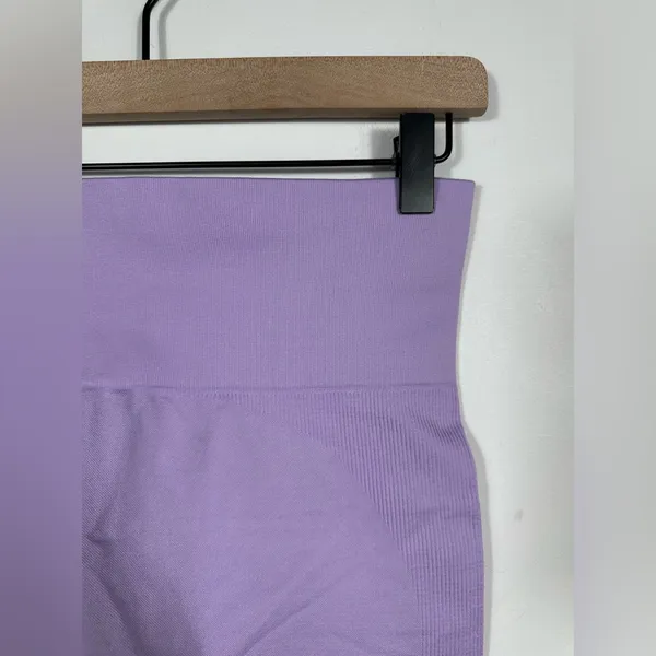 SET Active Sculptflex Bike‎ Shorts Medium Purple High Rise Seamless Workout - Image 5