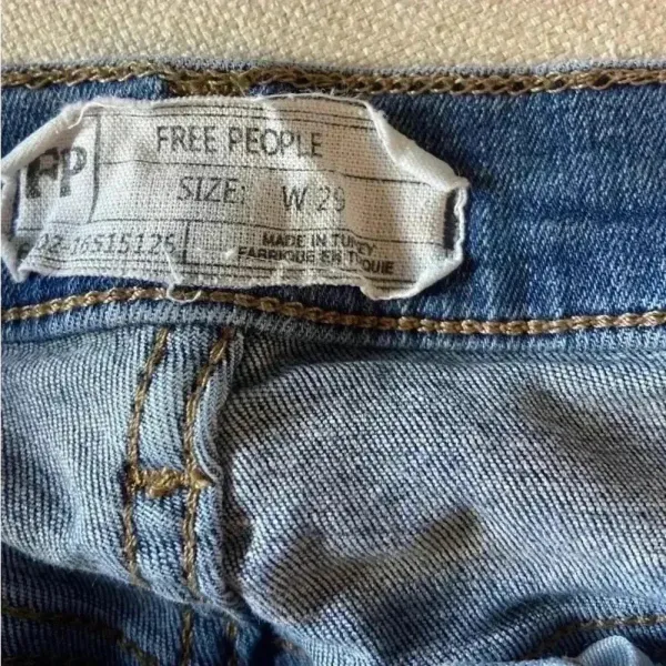 Free People Great Heights Fringe Frayed Hem Denim Skinny Jeans‎ Size 29 Boho - Image 2