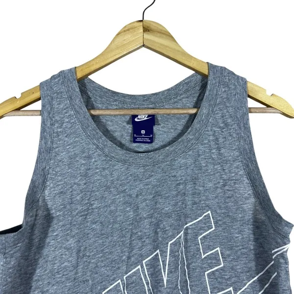 Nike Sportswear Logo Graphic Tank Top Gray Athleisure Racerback Size M - Image 2