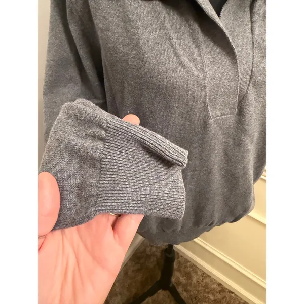Pact Johnny Collared Polo Pullover Sweater Eco Gray Organic Cotton Minimalist - Image 2