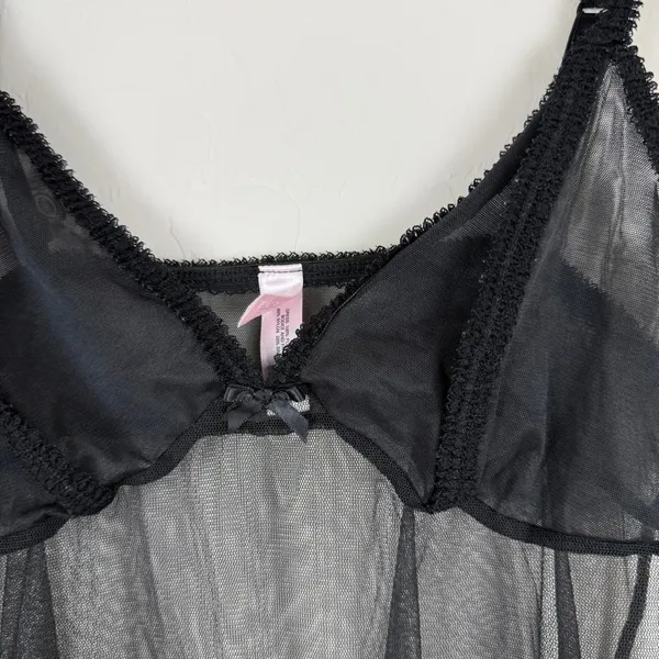Vintage Y2K 2002 Victoria’s Secret black mesh lingerie mini dress - Image 3