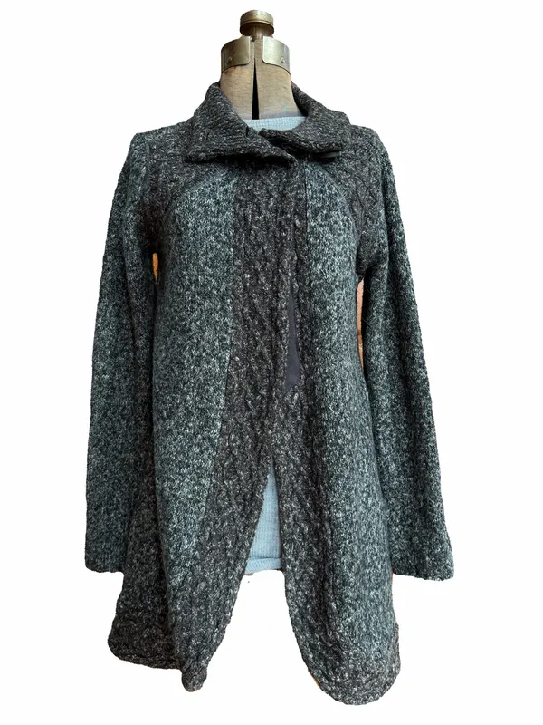 Prana Angelica Duster Cardigan, Wool Mohair Blend, Long Line, Heather Charcoal - Image 3