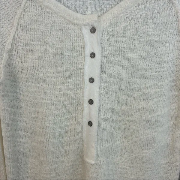 Free People Mountain Song Cream/Ivory Pullover Lightweight Mesh Sweater Small - Image 5