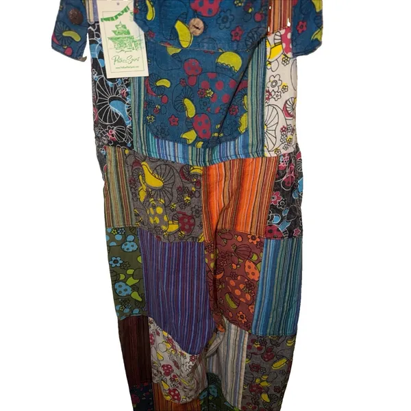 Paths‎ Of The Spirit Mushroom Patchwork Overalls nWT - Image 3