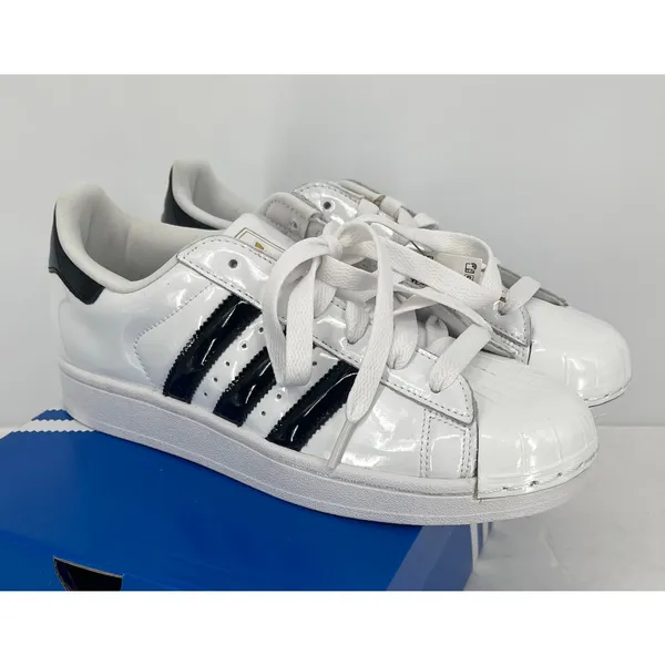 Adidas Originals Superstar II JS4010 White Black Patent Shoes Women's 7.5 NIB - Image 2