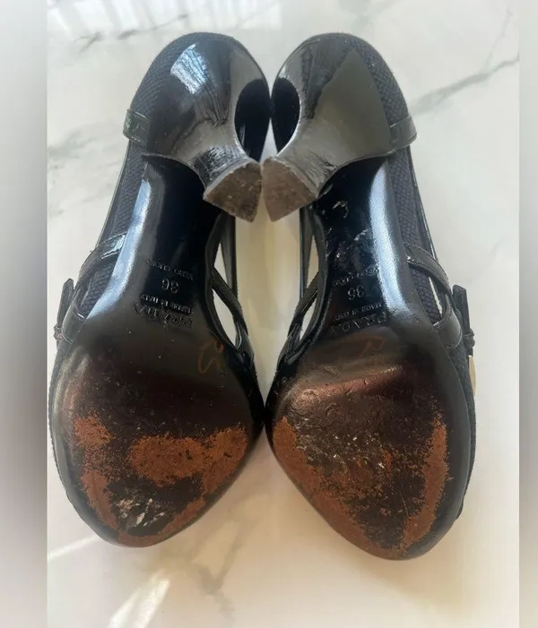PRADA vero cuoio Sandals Heels sz 36 (6) - Image 9
