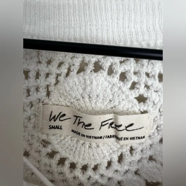 Free People White Luella Textured Thermal Top long sleeve eyelet peasant boho S - Image 5