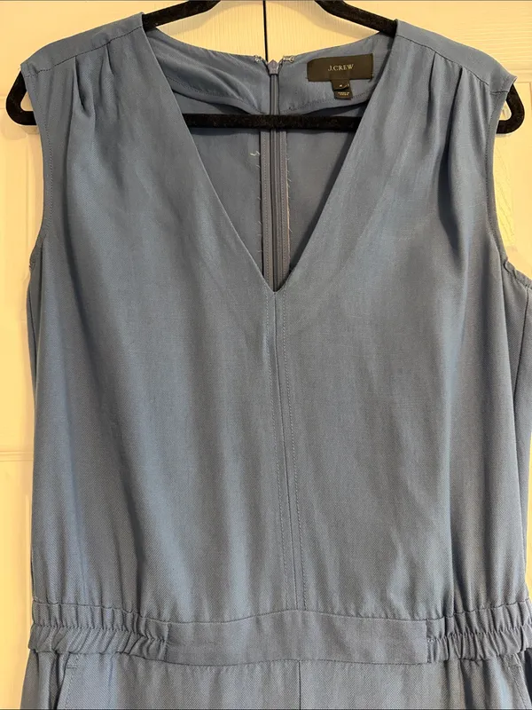 J.Crew Women’s Size 4 Blue Sleeveless V-Neck Jumpsuit - Image 2