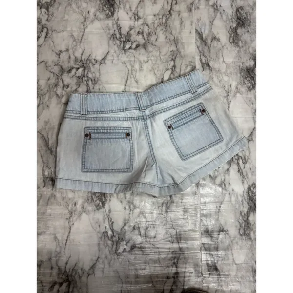 Old Navy Y2K 100% Cotton Ultra Low Rise Light Blue Denim Jean Shorts size 4 - Image 2