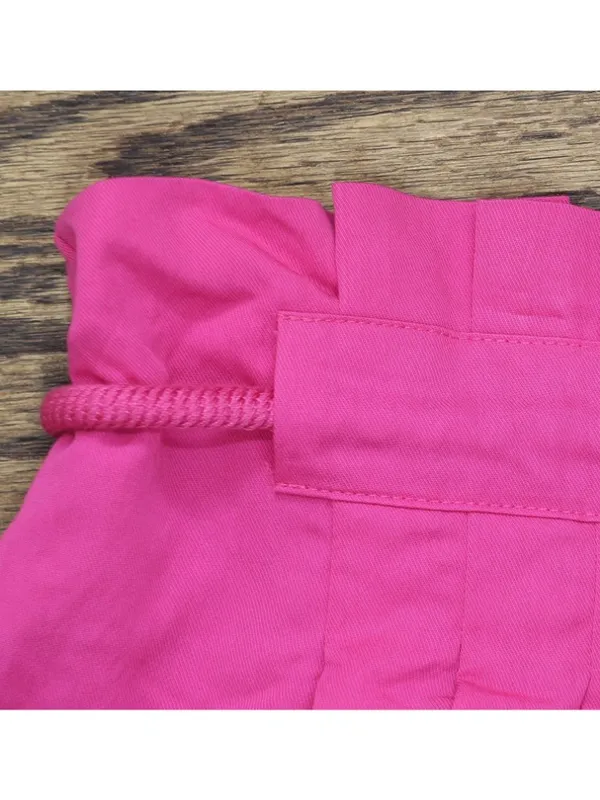 NWT DKNY Drawstring Tie-Front Wide-Leg Paperbag Pants P5DKFB17 Vivid Pink 4 - Image 12