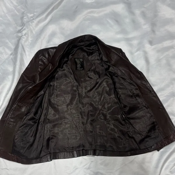 Women’s Dark Brown Leather Blazer Jacket Size L - Image 5