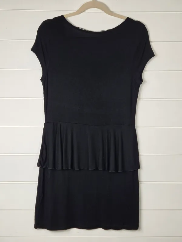 Kensie Black Short Sleeve Peplum Mini Dress Size L - Image 4