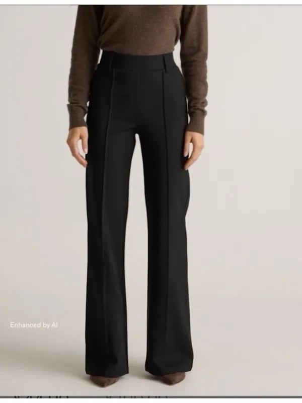 Quince Ultra Stretch Ponte Flare Leg Pants Pull On Navy Blue Womens Size M - Image 2