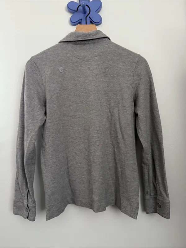 Figs Women's Medium Henley Polo Shirt Light Gray Pima Cotton - Image 5