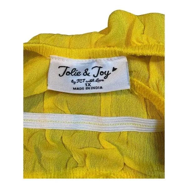Jolie & Joy Midi Dress Womens 1X‎ Yellow Smocked Waist Ruffle Hem Boho Summer - Image 6