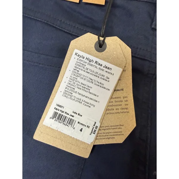 Prana Kayla High Rise Jean Indie Blue Organic Stretch Denim Size 4 Regular 32in. - Image 4