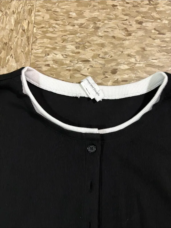 Lovers + Friends Black Button-Down Top with White Trim - Image 2