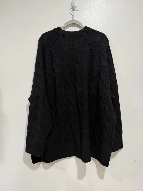 Aerie Black Cable Knit Oversized Sweater Size XXL NWT - Image 5