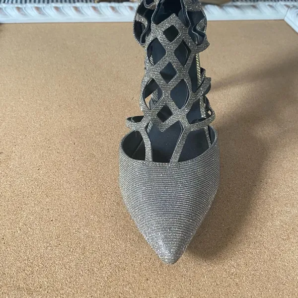 Payless Glittery Silver Caged Heels Size 12 - Image 2