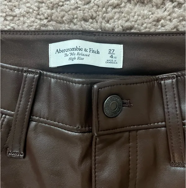 Abercrombie Brown Leather Pants - Image 3