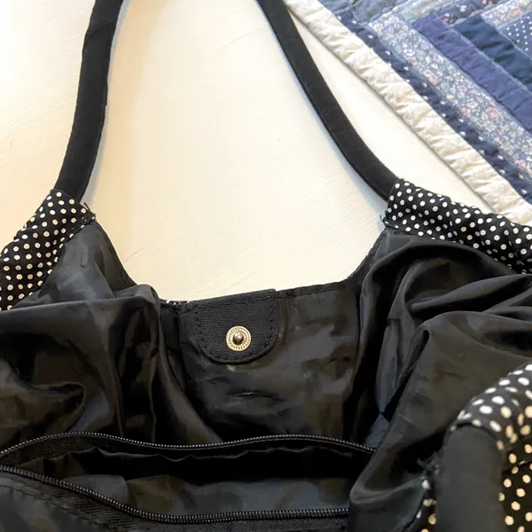 Vintage Hobo Fabric Bag Black - Image 3