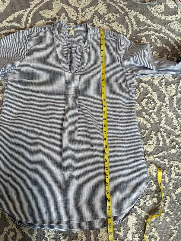 L.L.Bean Linen Pinstripe Pullover Shirt Sz Small Coastal Grandmother Breezy W3 - Image 10