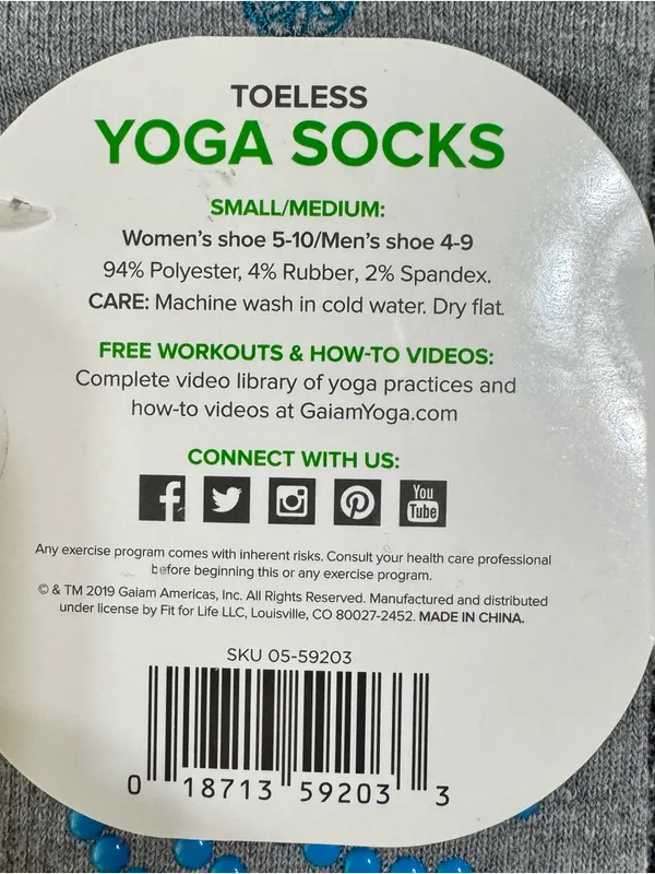 Gaiam Toeless Yoga Socks - Image 8