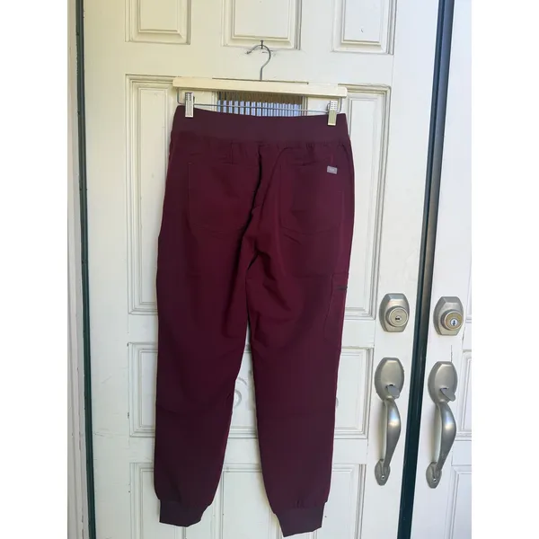 FIGS HW Zamora High Waisted Jogger Scrub Pants Burgundy Size Small Petite NWT - Image 2