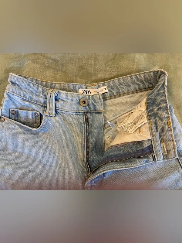 Women’s Zara Brand High-Rise Light Blue Denim Shorts Size 0 - Image 2