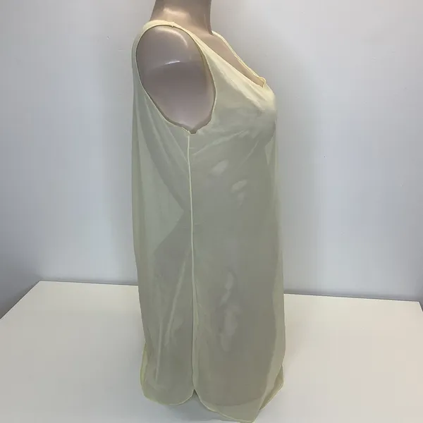 Zuliana Size Small Yellow Mesh Cover Up Dress With Side Slits. Made in USA. New. - Image 3