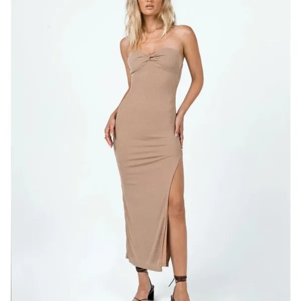 Princess Polly Midi Dress Strapless Henriette Size US0 Caramel - Image 6