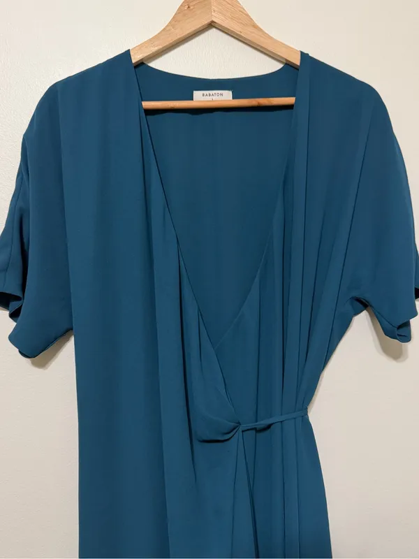Aritzia Babaton Wallace Wrap Dress Teal Turquoise Size Large - Image 3
