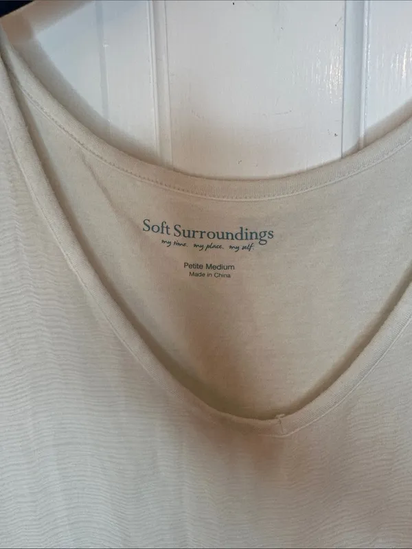 Soft Surroundings Cream Sequin Embroidered Sleeveless Silk Tunic size‎ MP EUC - Image 2