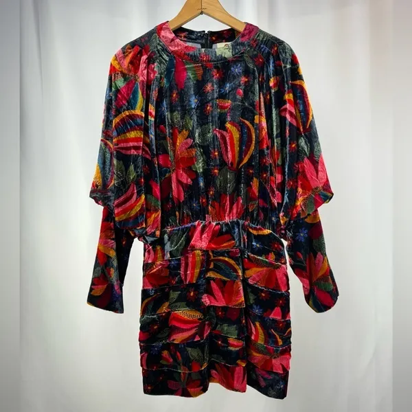 NWT Farm Rio Velvet‎ Dress in Black Banana Sky Size Medium - Image 4