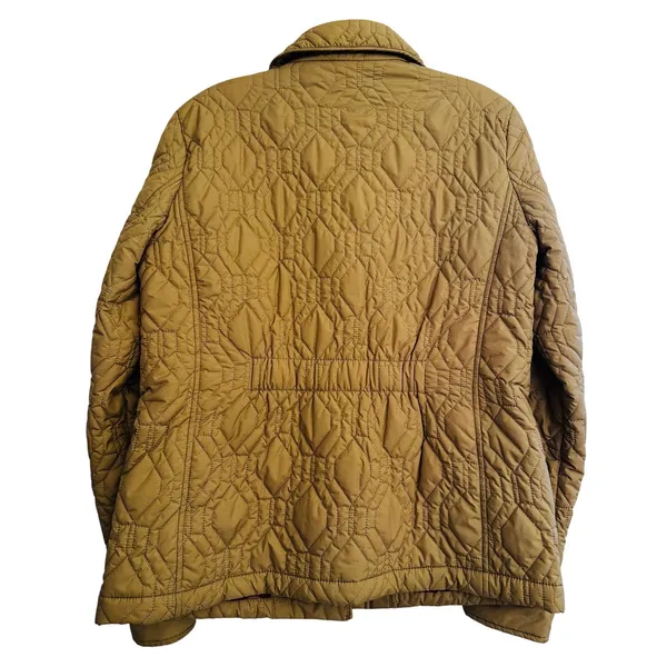 Lands End Womens Primaloft Quilted Jacket Tan Khaki‎ Snap Front Sz S 6-8 - Image 2