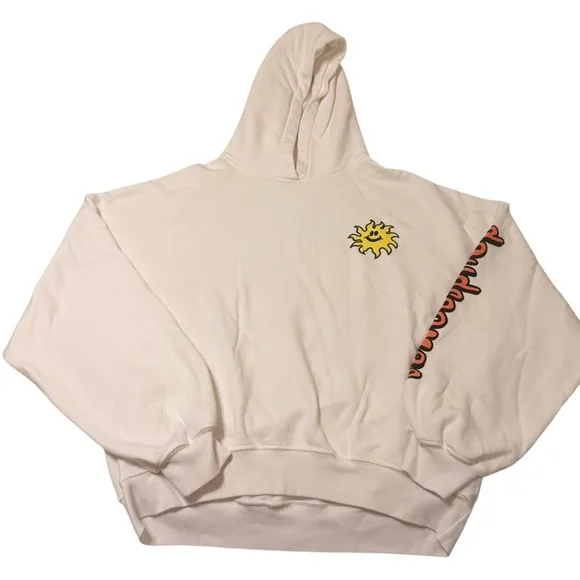 Daydreamer Size XS Oversized‎ Mushroom Doodle Hoodie Sweatshirt White Hippie - Image 6