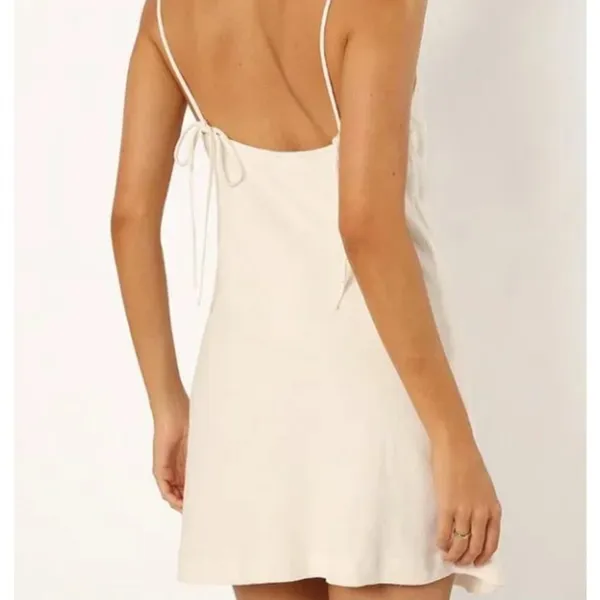 Petal & Pup New Sawyer Mini Dress White Size Large Tie Strap Linen‎ Blend Lined - Image 2