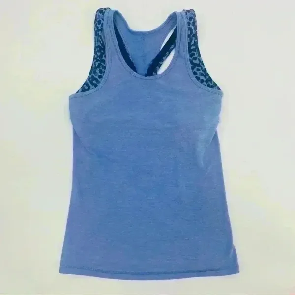 Lululemon Periwinkle Racerback‎ W/Cheetah Print Sport Bra - Image 3