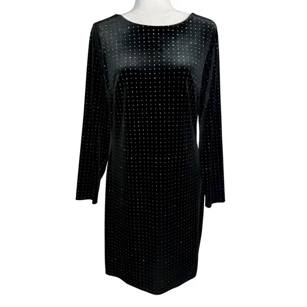 Express Velvet Dress L‎ Long Sleeve Party Cocktail Sparkle Backless Whimsigoth - Image 3