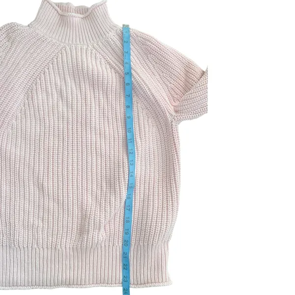 J.Crew Pink Shaker Stitch Mock Neck Cotton Sweater BE159 Medium EUC - Image 5