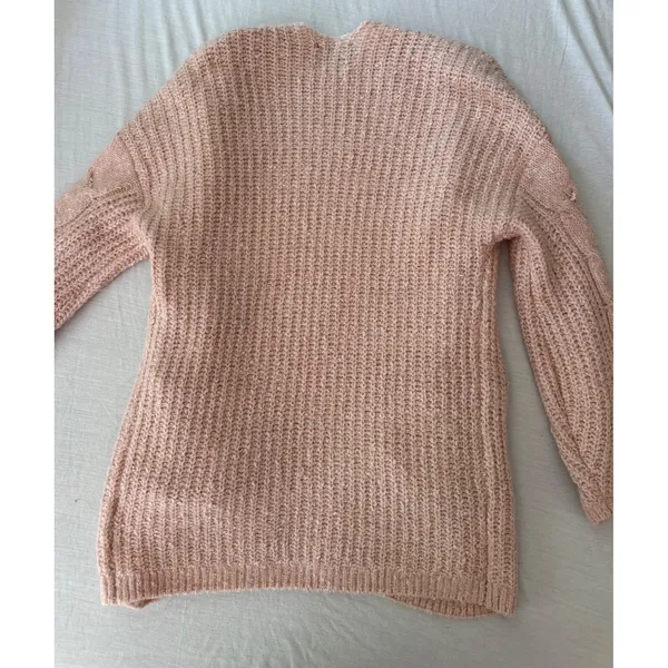 Abercrombie & Fitch Pink Cable Knit Open Front Cardigan Sweater Womens Medium - Image 8