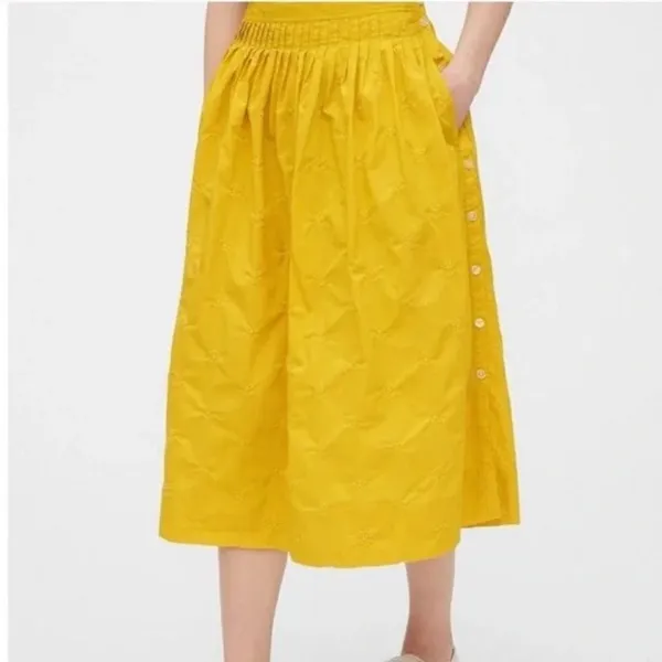 GAP Embroidered Pintuck Pleated Poplin Midi Skirt 2 With pockets‎ C26 - Image 5
