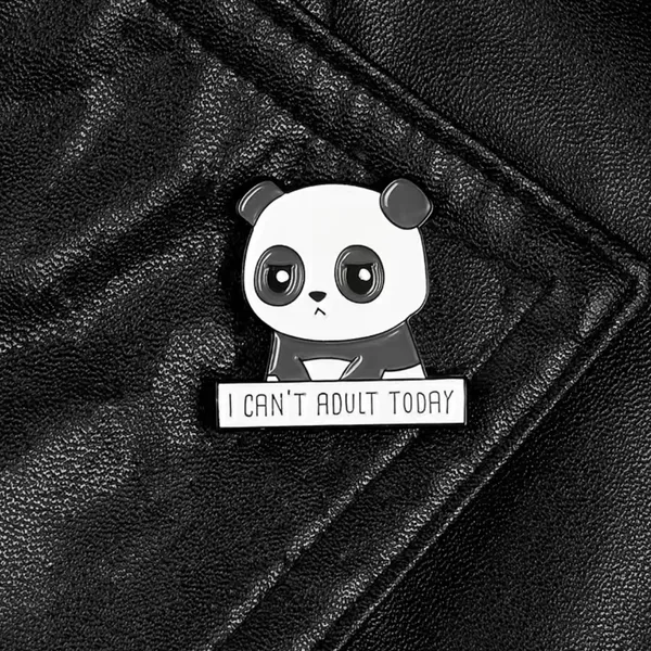 Panda I Can’t‎ Adult Today Brooch Pin Enamel Black/White - Image 7