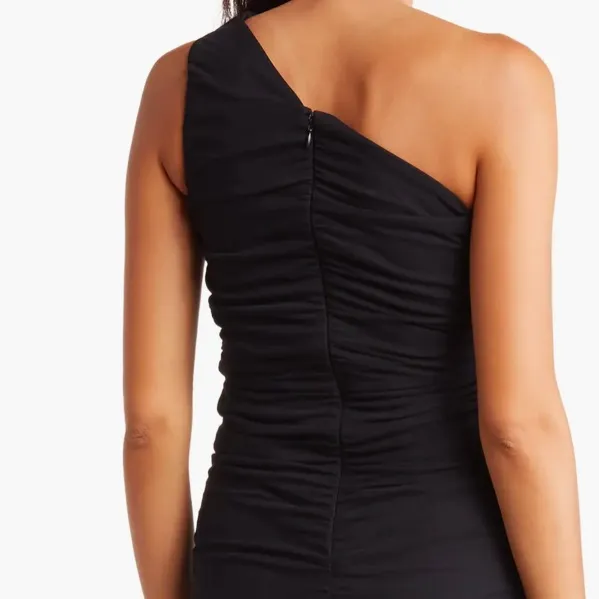 Love By Design One-Shoulder Body-Con Midi Dress Black - Image 3