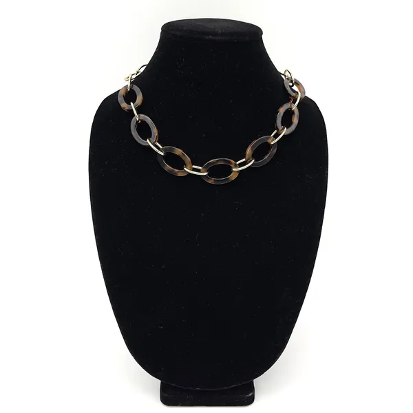 LOFT Necklace Tortoise Shell Gold Tone Oval Link Chain Preppy Chic Mob Wife City - Image 8